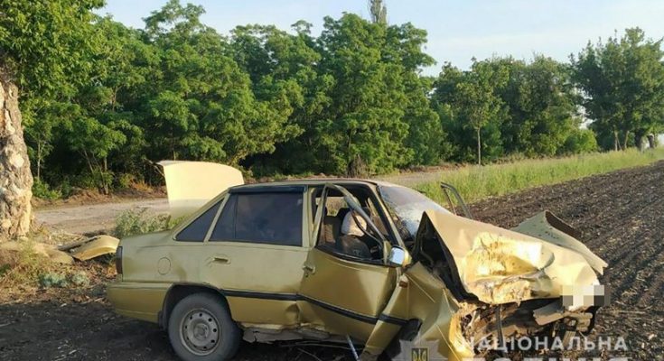 врезался в дерево